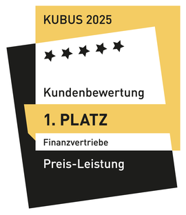 KUBUS 2025 Kundenbewertung: 1. Platz Preis-Leistung, Finanzvertriebe
